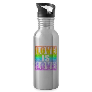 Love is Love LGBT - Celebrate Diversity - Water bottle with straw - silver - Right