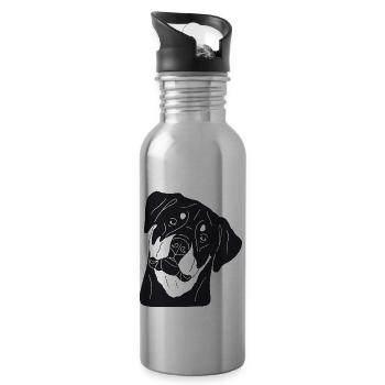Rottweiler - Trinkflasche mit integriertem Trinkhalm - Lightsilver - Rechts
