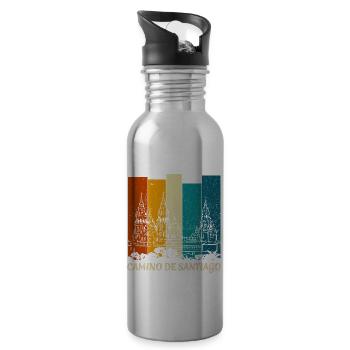 Camino - Camino de Santiago - Pilgrimage - Santiago - Water bottle with straw - silver - Right