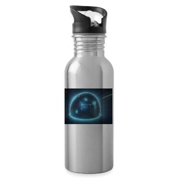Synthèse de l’avenir de la technologie - Gourde avec paille intégrée - argent clair - Droite