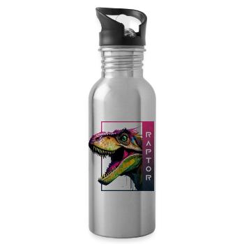Dynamic Velociraptor - Oeuvre d’art Roaring Raptor - Gourde avec paille intégrée - argent clair - Droite