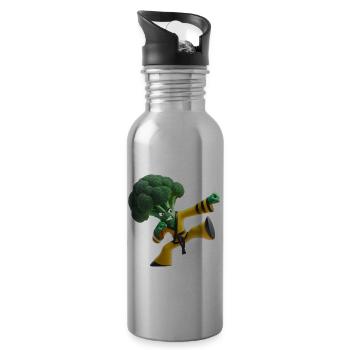 Combattant de kung-fu au brocoli - Gourde avec paille intégrée - argent clair - Droite
