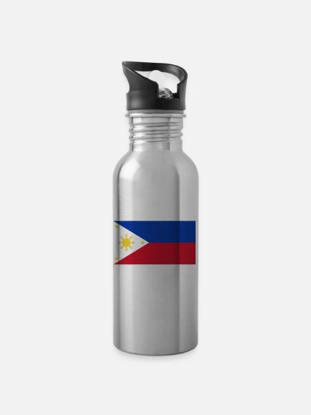 Filipino - Trinkflasche mit integriertem Trinkhalm -