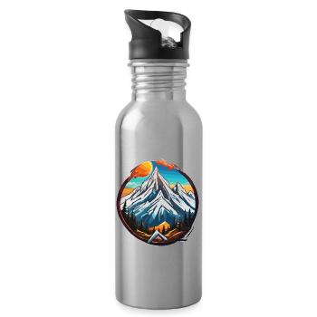 Berg / Alpen / Gipfel / Natur / Wald / Gestein - Trinkflasche mit integriertem Trinkhalm - Lightsilver - Rechts