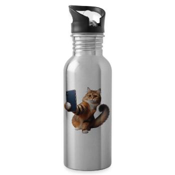 Get ready, selfie-8 - Water bottle with straw - silver - Right