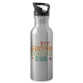 in my guitar teacher era - Water bottle with straw - silver - Right
