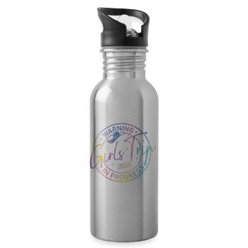 Warnung Girls Trip In Progress 2025 - Trinkflasche mit integriertem Trinkhalm - Lightsilver - Rechts