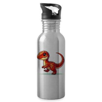 Dinosaurier - Trinkflasche mit integriertem Trinkhalm - Lightsilver - Rechts