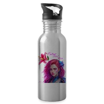 Futur girl rose - Gourde avec paille intégrée - argent clair - Droite