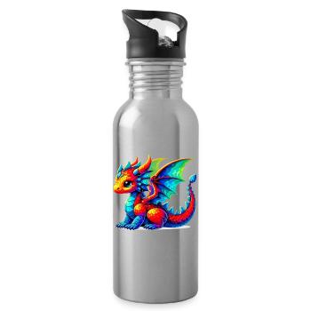 Dragon - Water bottle with straw - silver - Right
