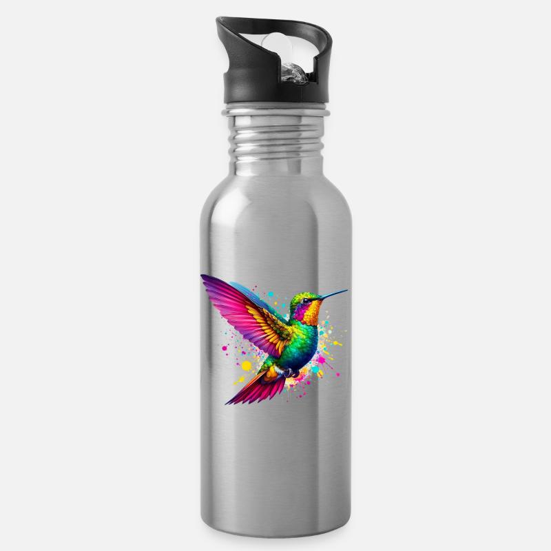 Colibri - Gourde avec paille intégrée - argent clair