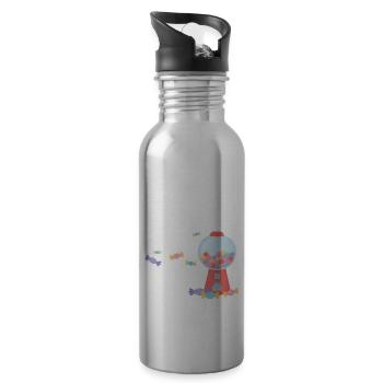 The gumball machine is calling I must go Design - Trinkflasche mit integriertem Trinkhalm - Lightsilver - Rechts