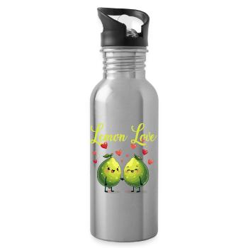 Niedliche Zitrone Früchte mit Liebe - Trinkflasche mit integriertem Trinkhalm - Lightsilver - Rechts