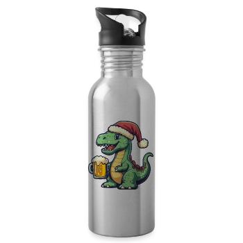 Dinosaurier brontosaurus Bier Xmas Weihnachten - Trinkflasche mit integriertem Trinkhalm - Lightsilver - Rechts