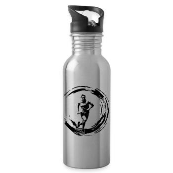 Running Marathon Man - Water bottle with straw - silver - Right