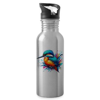 Kingfisher - Water bottle with straw - silver - Right