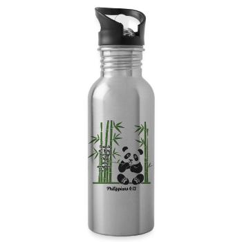 Christliche Stärke Panda Bibelvers Philipper 4:13 - Trinkflasche mit integriertem Trinkhalm - Lightsilver - Rechts
