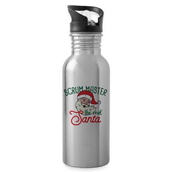 Scrum Master xmas the real Santa Weihnachten - Trinkflasche mit integriertem Trinkhalm - Lightsilver - Rechts
