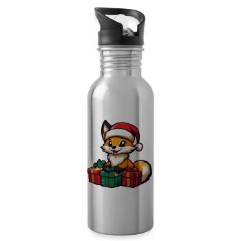 Fuchs Weihnachten Geschenke - Trinkflasche mit integriertem Trinkhalm - Lightsilver - Rechts