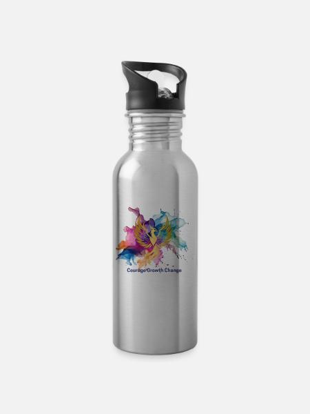 Courage Growth Change - Trinkflasche mit integriertem Trinkhalm - Lightsilver