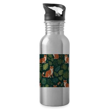 Un renard parmi les feuilles - Gourde avec paille intégrée - argent clair - Droite