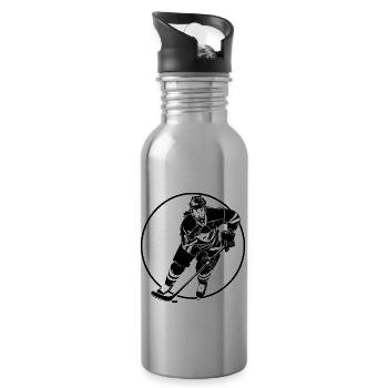 Hockey Spielerin Sport - Trinkflasche mit integriertem Trinkhalm - Lightsilver - Rechts