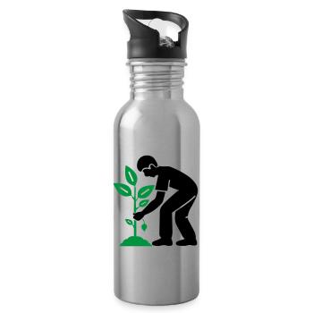 Tree Plants Garden Environment - Water bottle with straw - silver - Right