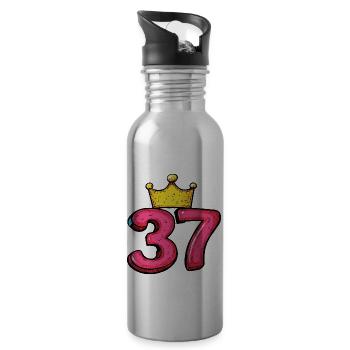 37 Nombre Couronne - Gourde avec paille intégrée - argent clair - Droite