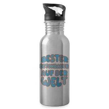 Gift for concrete worker - Water bottle with straw - silver - Right