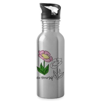 be yourself - Water bottle with straw - silver - Right