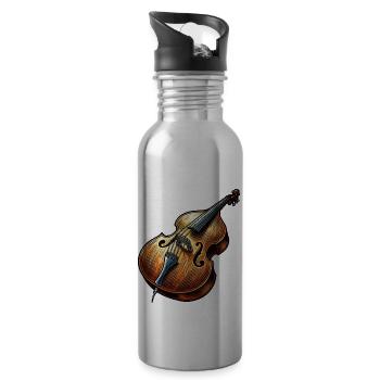 Contrebasse Instrument de musique - Gourde avec paille intégrée - argent clair - Droite