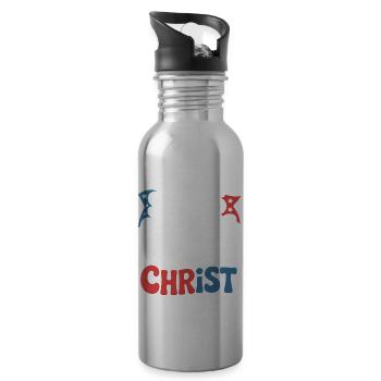 Amerikanischer Gläubiger Christ July 4th Jesus - Trinkflasche mit integriertem Trinkhalm - Lightsilver - Rechts