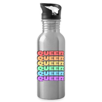 Queer gay pride 6 rainbow colors - Water bottle with straw - silver - Right