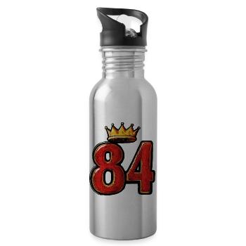 84 Zahl Krone - Trinkflasche mit integriertem Trinkhalm - Lightsilver - Rechts