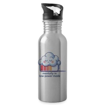 Digital Humor – Mentally in Low Power Mode - Water bottle with straw - silver - Right