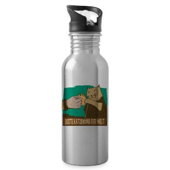 Best Cat Grandma In The World Cats Grandma Cat - Water bottle with straw - silver - Right