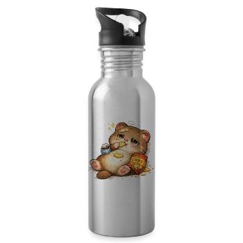 Chat amoureux des biscuits - Gourde avec paille intégrée - argent clair - Droite