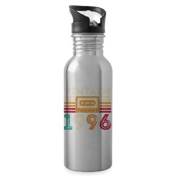 1996 Vintage Retro Geburtstagsgeschenk - Trinkflasche mit integriertem Trinkhalm - Lightsilver - Rechts