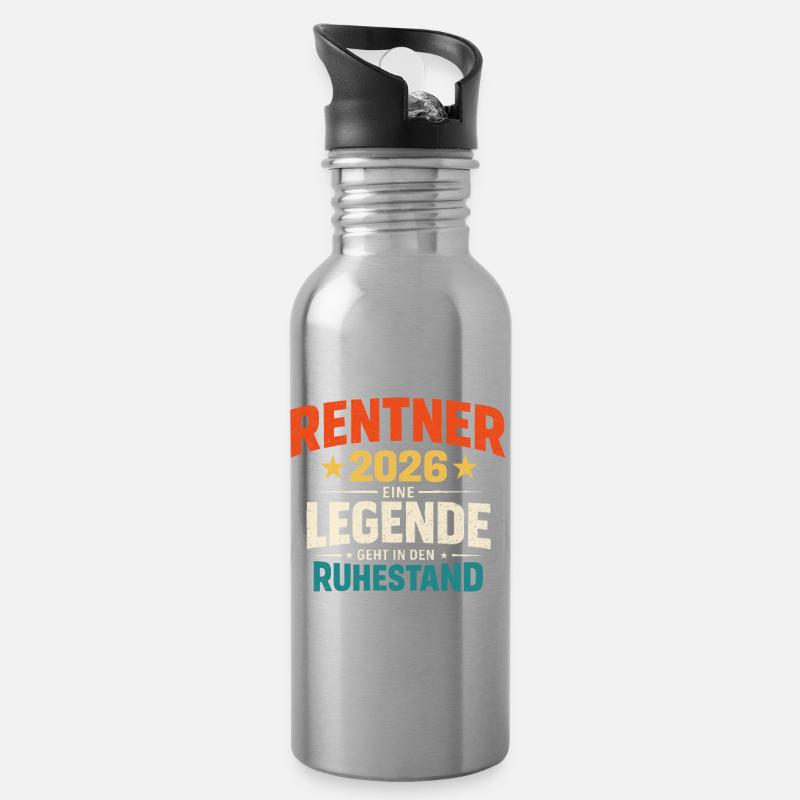 Rentner 2026 Legende Ruhestand Abschiedsgeschenk - Trinkflasche mit integriertem Trinkhalm - Lightsilver