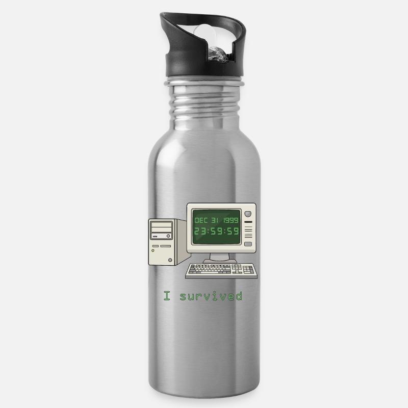 Ich habe Y2K überlebt - Trinkflasche mit integriertem Trinkhalm - Lightsilver