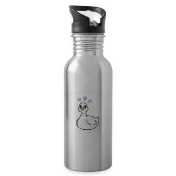 Overstimulated duck - Water bottle with straw - silver - Right