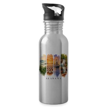 Alabama Vacation Travel – Southern States & Nature Motif - Water bottle with straw - silver - Right