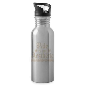 Blasse ästhetische Spitzentypografie - Trinkflasche mit integriertem Trinkhalm - Lightsilver - Rechts