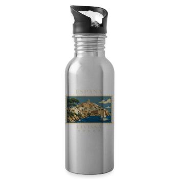 Spanien Eivissa Vintage Reisemarke - Trinkflasche mit integriertem Trinkhalm - Lightsilver - Rechts