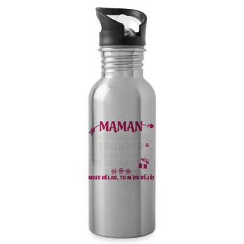 Maman Meilleur Cadeau Humour Tu M As Déjà - Gourde avec paille intégrée - argent clair - Droite