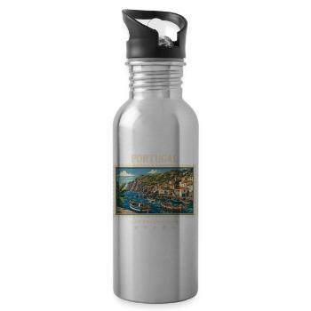 Portugal Câmara de Lobos Vintage Reisemarke - Trinkflasche mit integriertem Trinkhalm - Lightsilver - Rechts