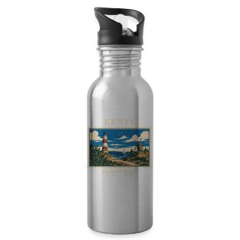Estland Saaremaa Vintage Reisemarke - Trinkflasche mit integriertem Trinkhalm - Lightsilver - Rechts