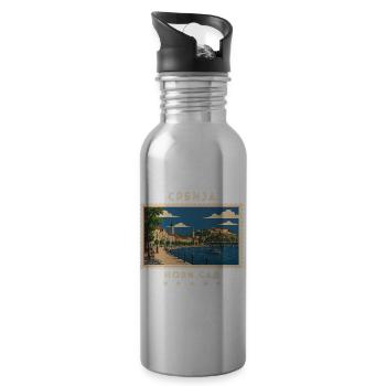 Serbien Novi Sad Vintage Reisemarke - Trinkflasche mit integriertem Trinkhalm - Lightsilver - Rechts