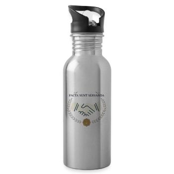 Pacta sunt servanda – Handschlag & Recht Wappen - Trinkflasche mit integriertem Trinkhalm - Lightsilver - Rechts