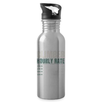 Climber Hourly Rate Funny - Water bottle with straw - silver - Right